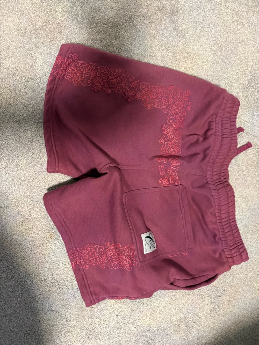 Champion Women's Maroon Floral Accent Athletic Shorts